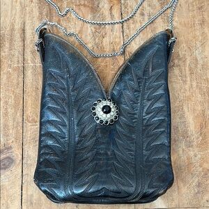 Vintage Black Leather Shoulder Bag